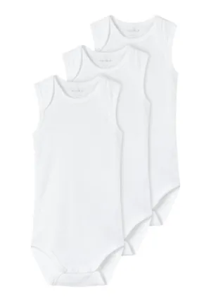 3 Pack Tank Bodysuit - White