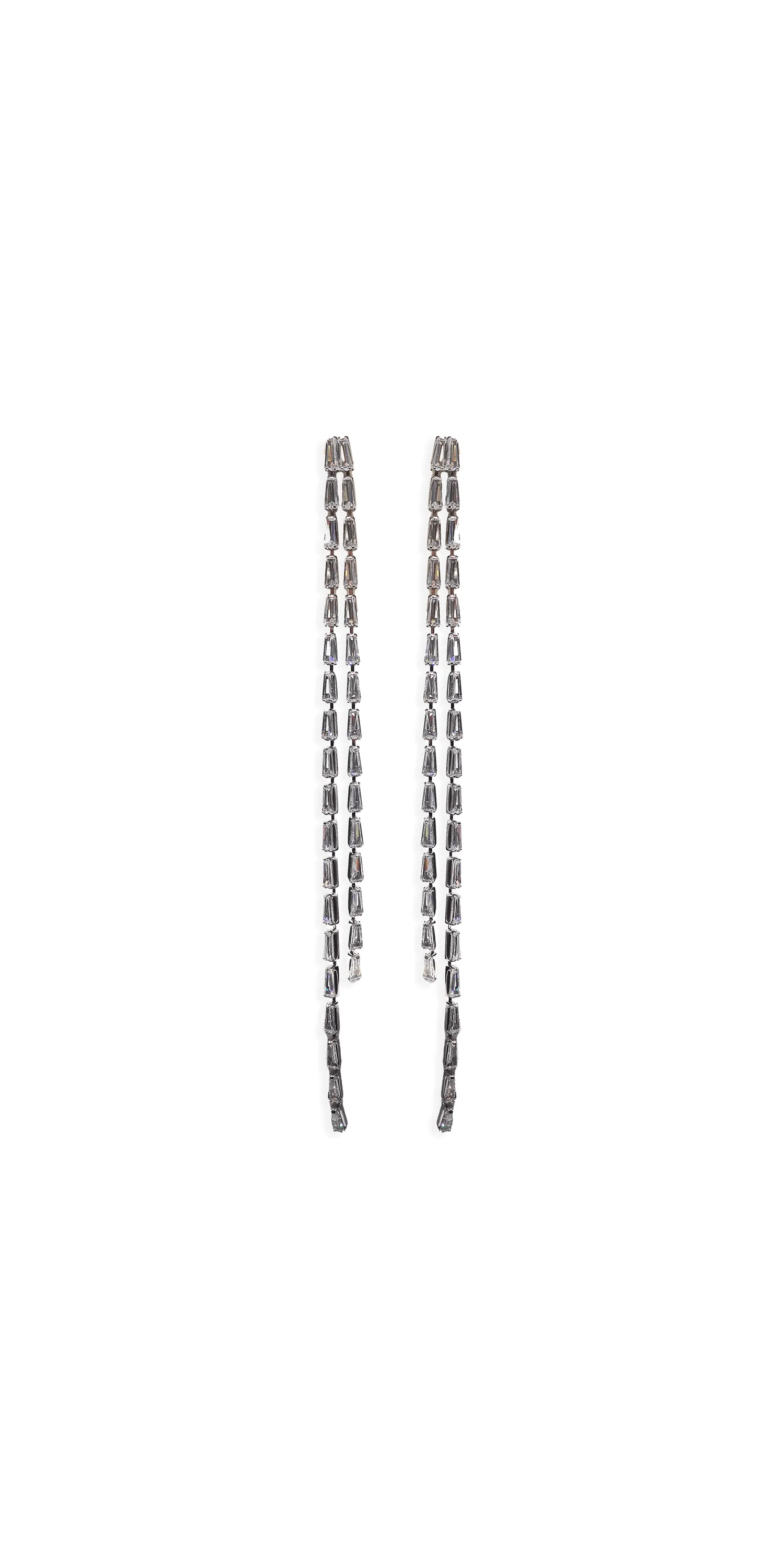 Baguette Extra Long Double Strand Earrings