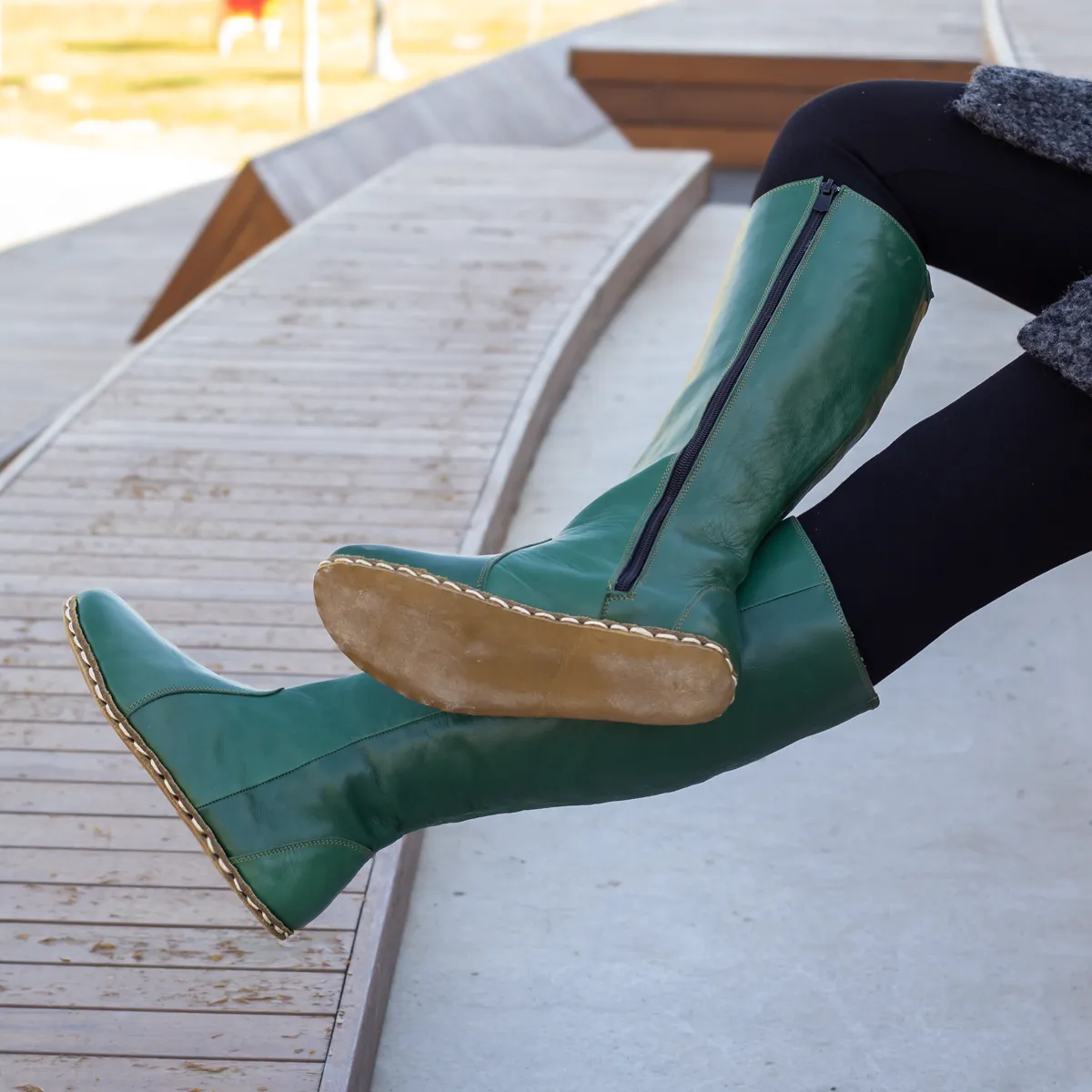 Barefoot Long Boots Green for Women