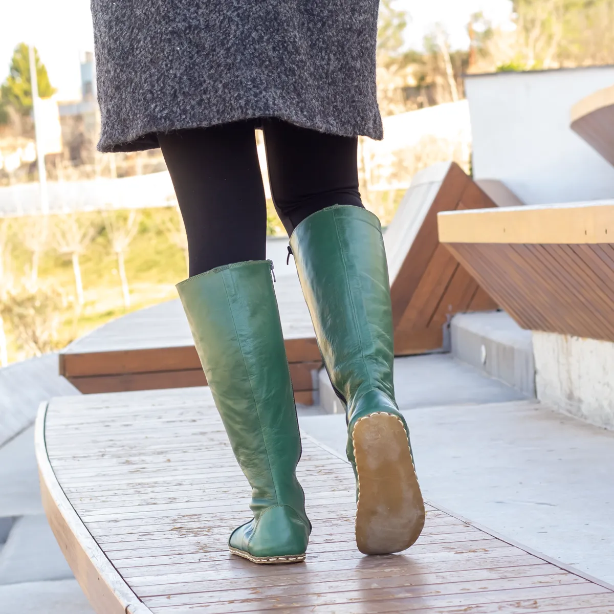 Barefoot Long Boots Green for Women