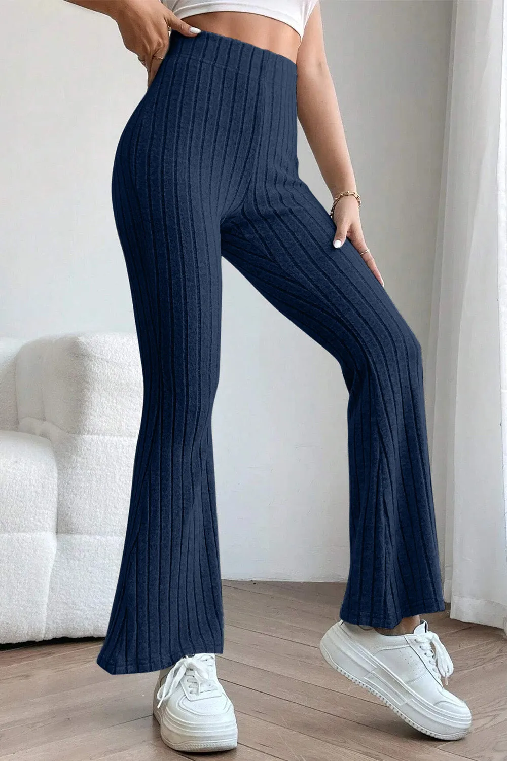 Basic Bae Full Size Ribbed High Waist Flare Pants – Comfort &amp; Style Combined