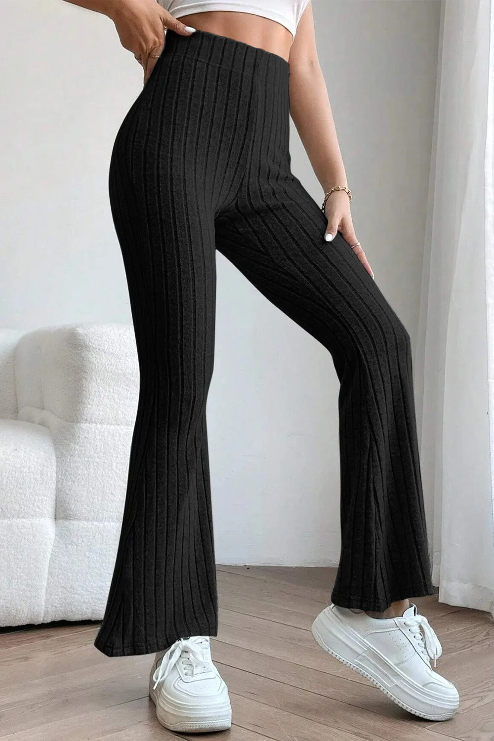 Basic Bae Full Size Ribbed High Waist Flare Pants – Comfort &amp; Style Combined