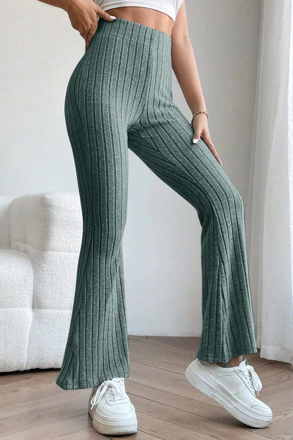 Basic Bae Full Size Ribbed High Waist Flare Pants – Comfort &amp; Style Combined