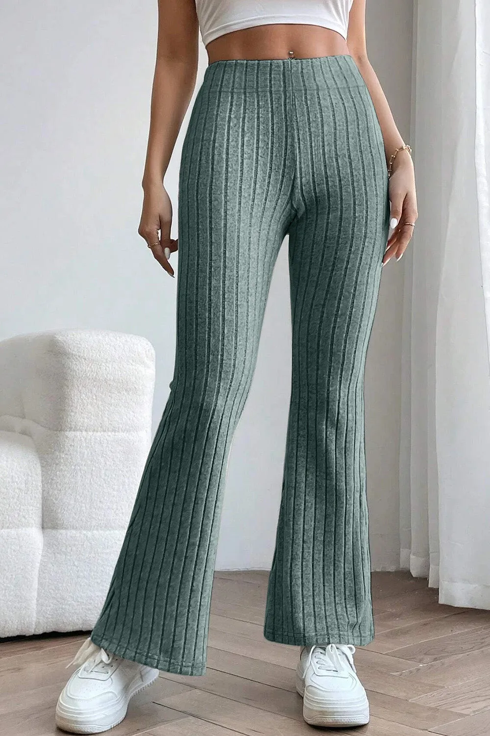 Basic Bae Full Size Ribbed High Waist Flare Pants – Comfort &amp; Style Combined