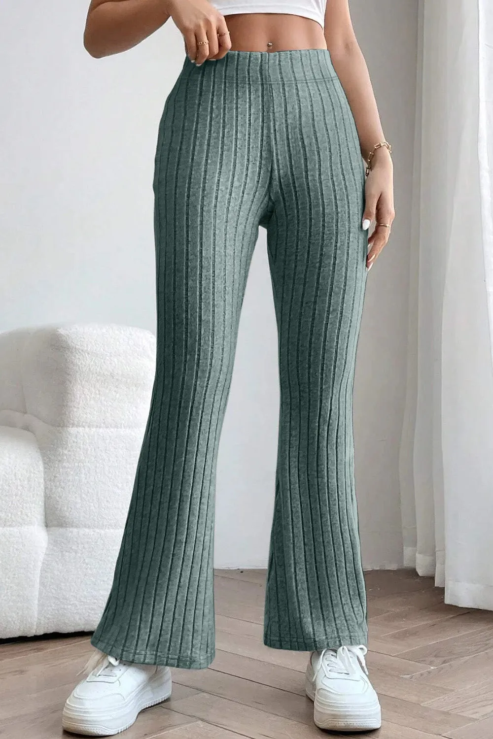 Basic Bae Full Size Ribbed High Waist Flare Pants – Comfort &amp; Style Combined