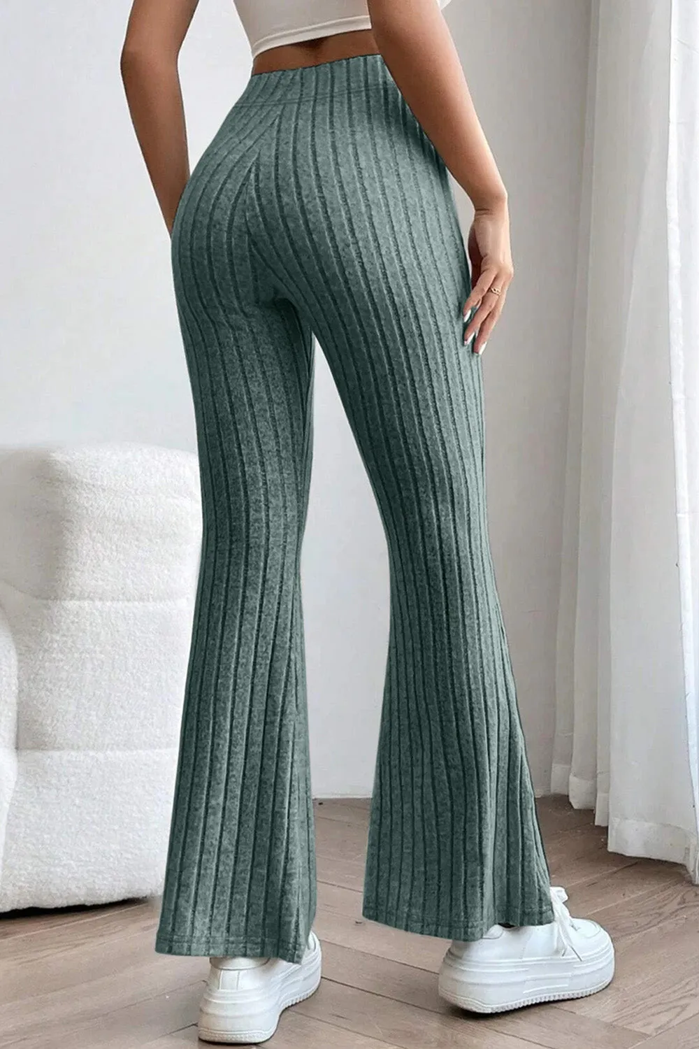 Basic Bae Full Size Ribbed High Waist Flare Pants – Comfort &amp; Style Combined