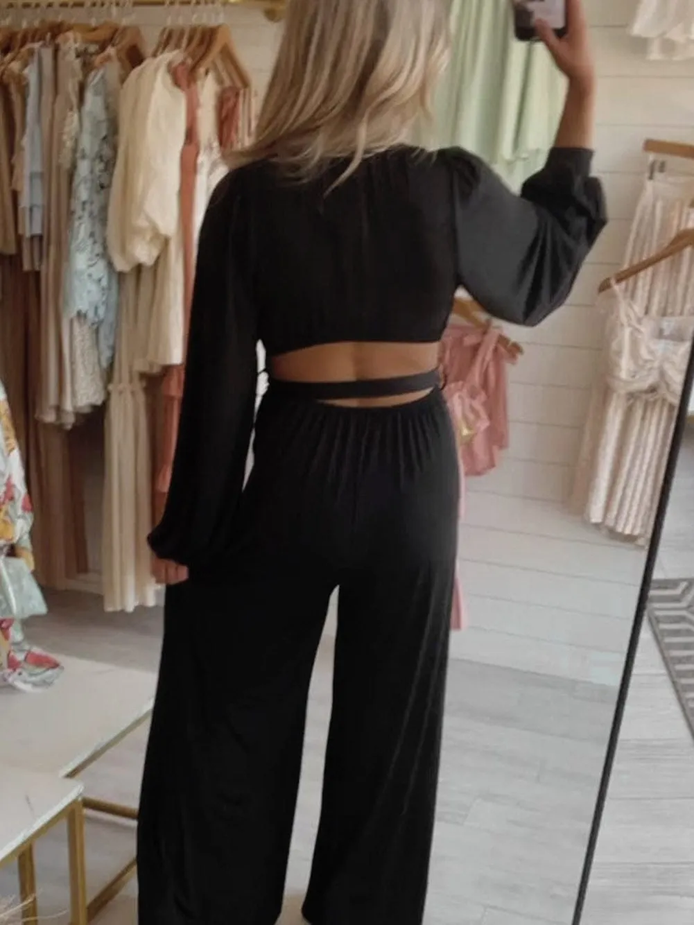 Black Jumpsuit with Tie Waist