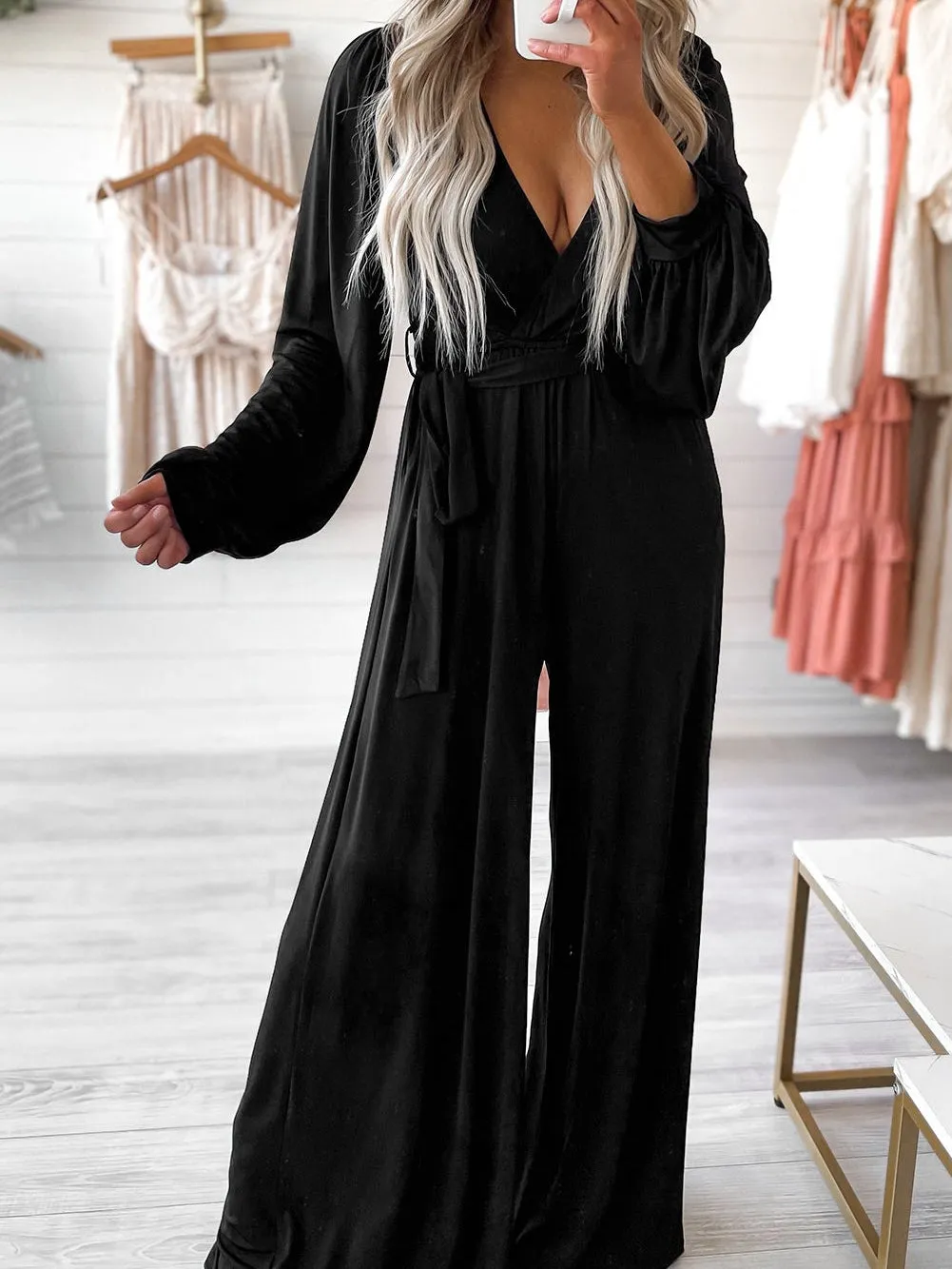 Black Jumpsuit with Tie Waist