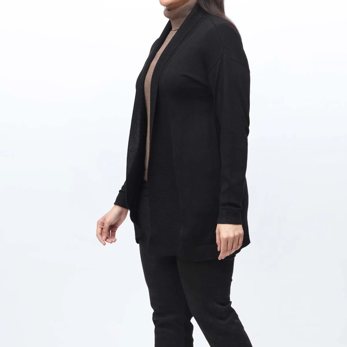 Black Long Length Cardigan PW3907