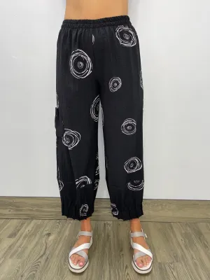 Black Straight Pant with Swirls