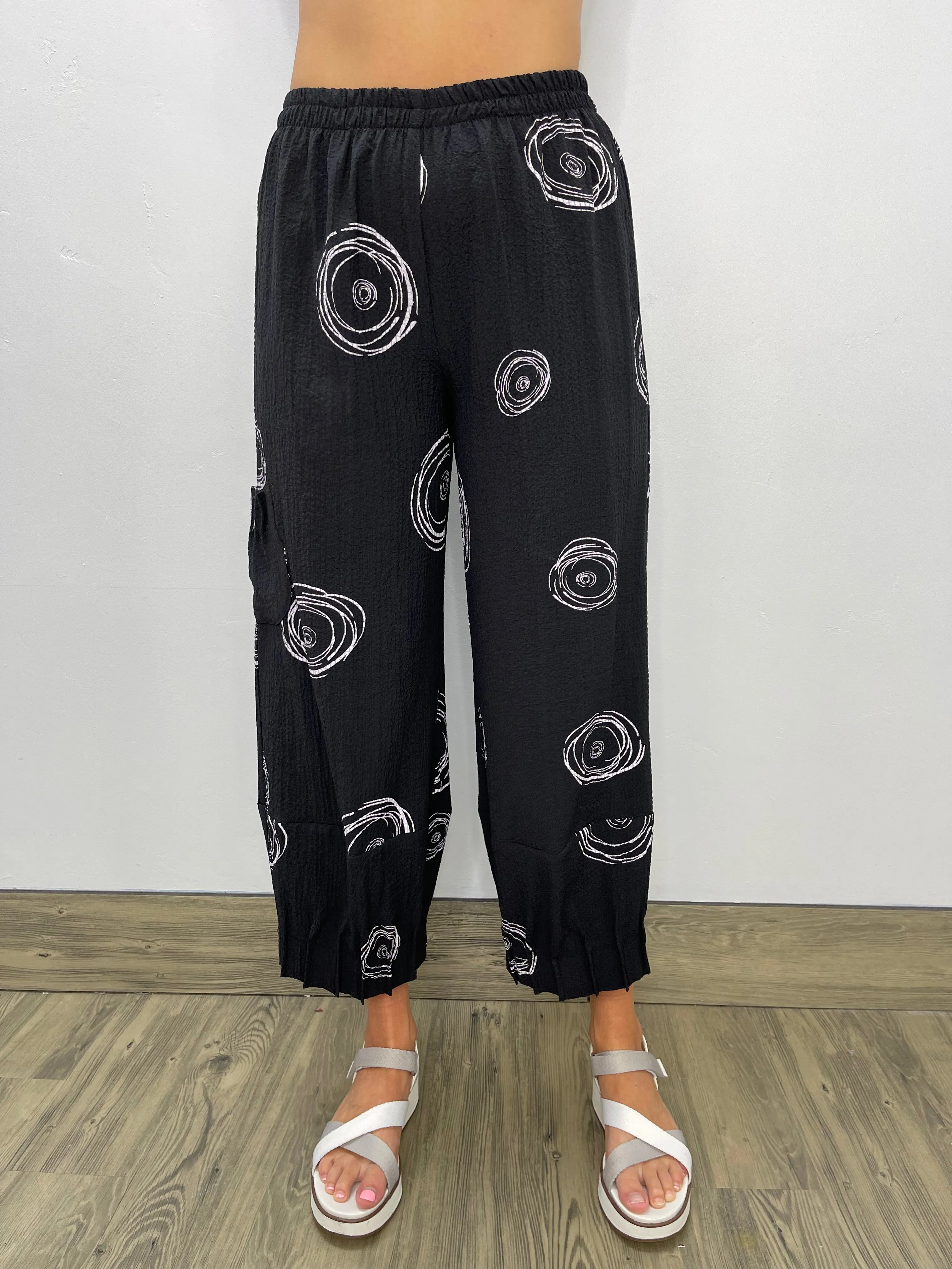 Black Straight Pant with Swirls