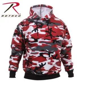 Camo Pullover Hooded Sweatshirt Red Camo