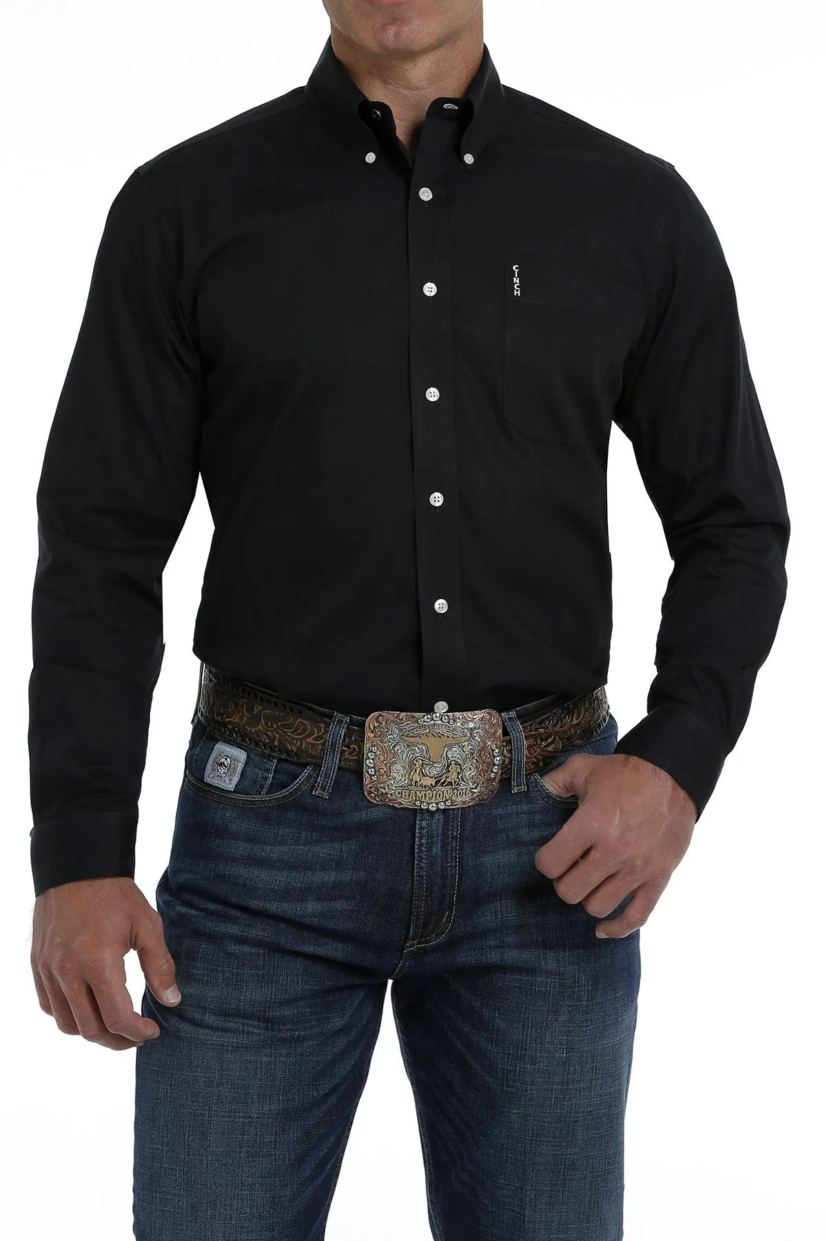 CINCH MEN'S MODERN FIT BLACK BUTTON-DOWN SHIRT STYLE MTW1347019