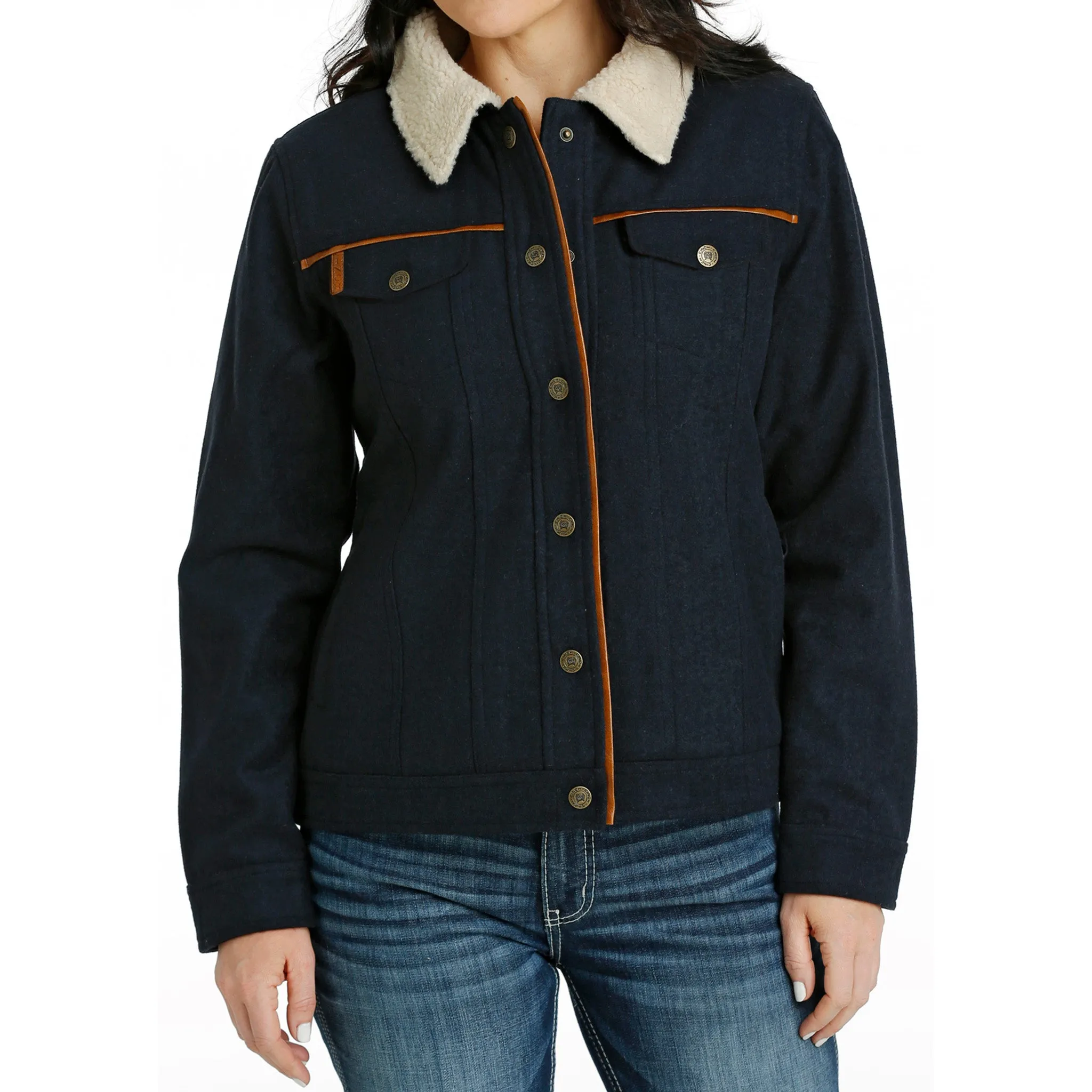 Cinch Women's Navy & Tan Wool Jacket