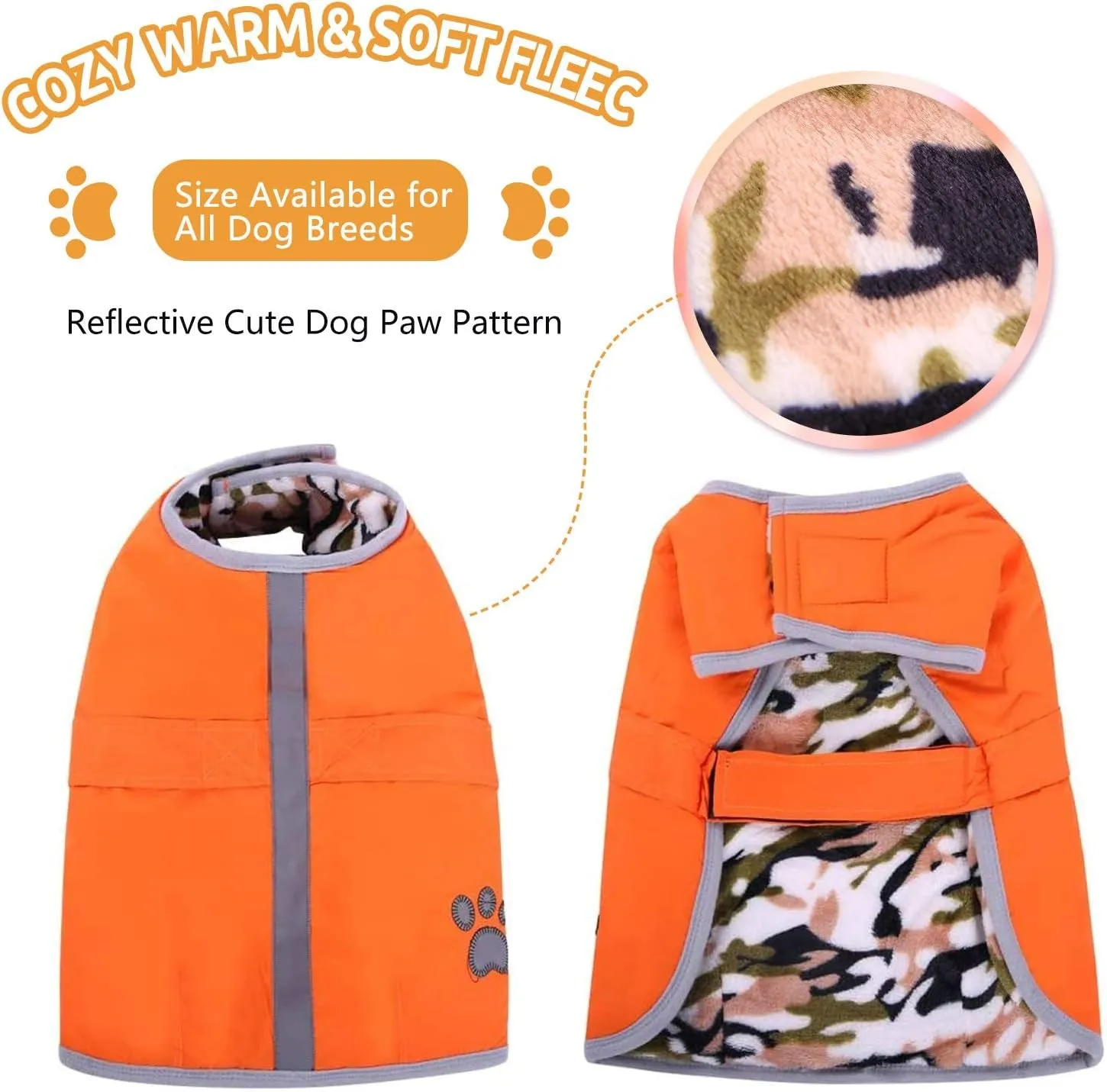 Cold Weather Dog Coats Loft Reversible Winter Fleece Dog Vest Waterproof Pet Jacket Available in Extra Small, Small, Medium, Large Extra Large Sizes