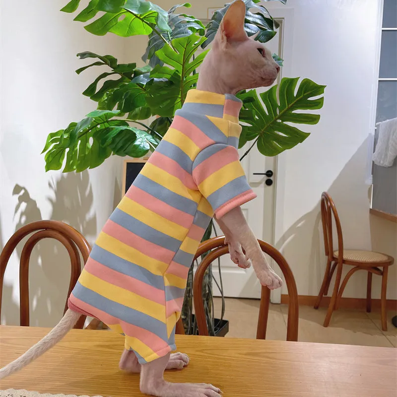 Color Stripes Sphynx Cat Onesies Pajamas