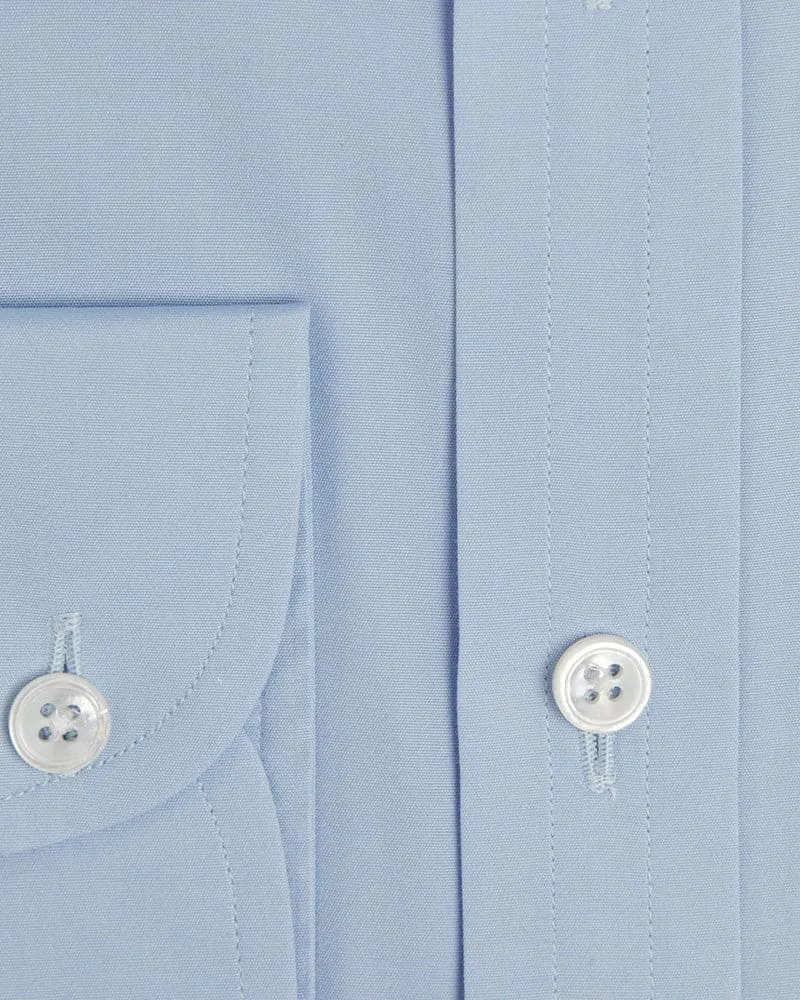 Contemporary Fit, Classic Collar, Two Button Cuff in Plain Light Blue