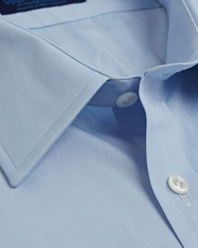 Contemporary Fit, Classic Collar, Two Button Cuff in Plain Light Blue