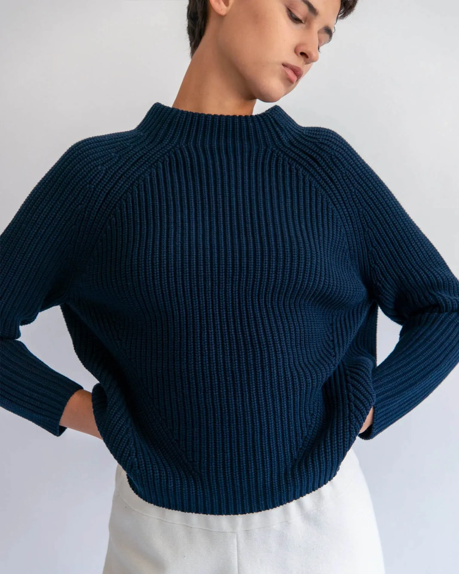 Daphne Cotton Sweater in Navy