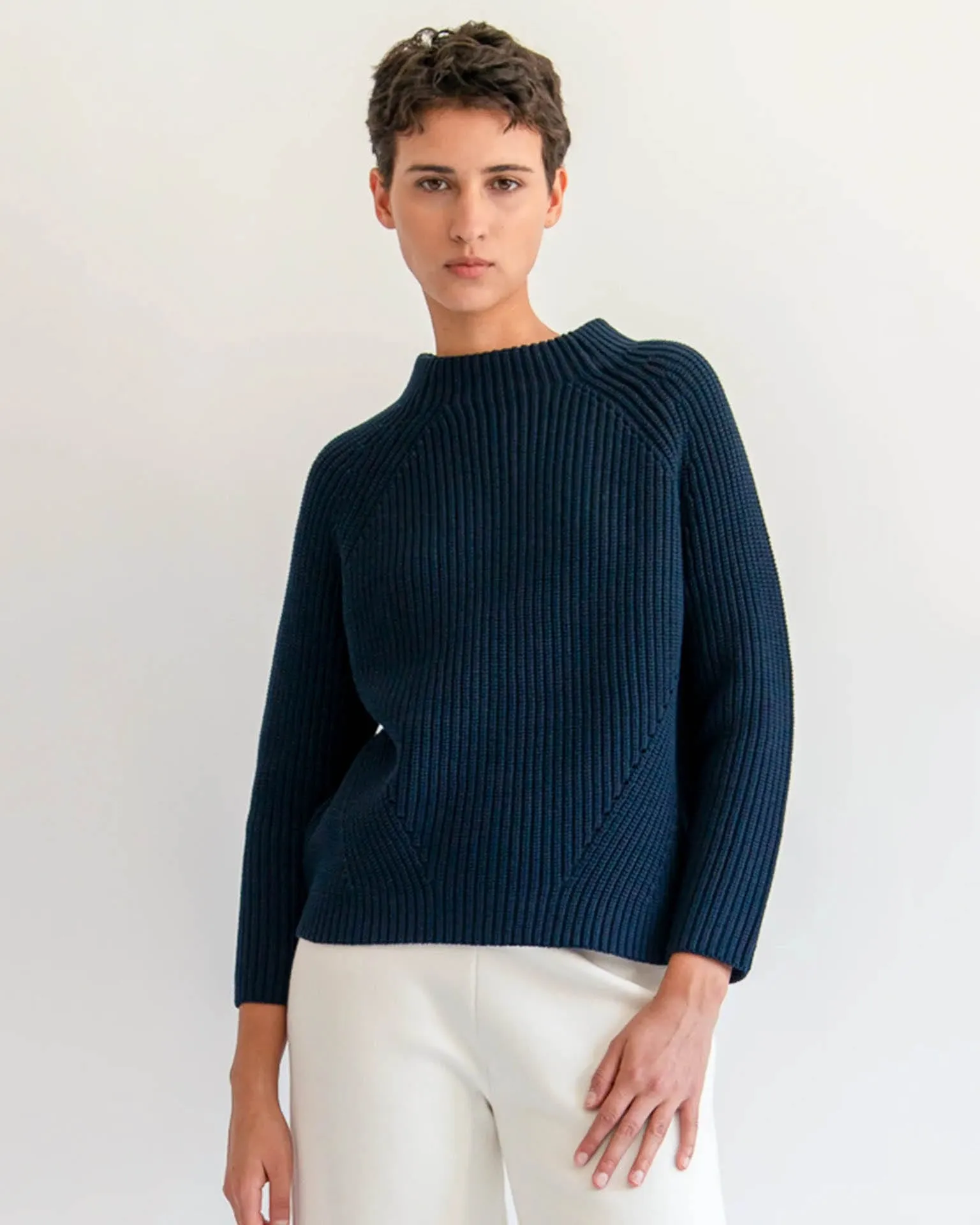 Daphne Cotton Sweater in Navy