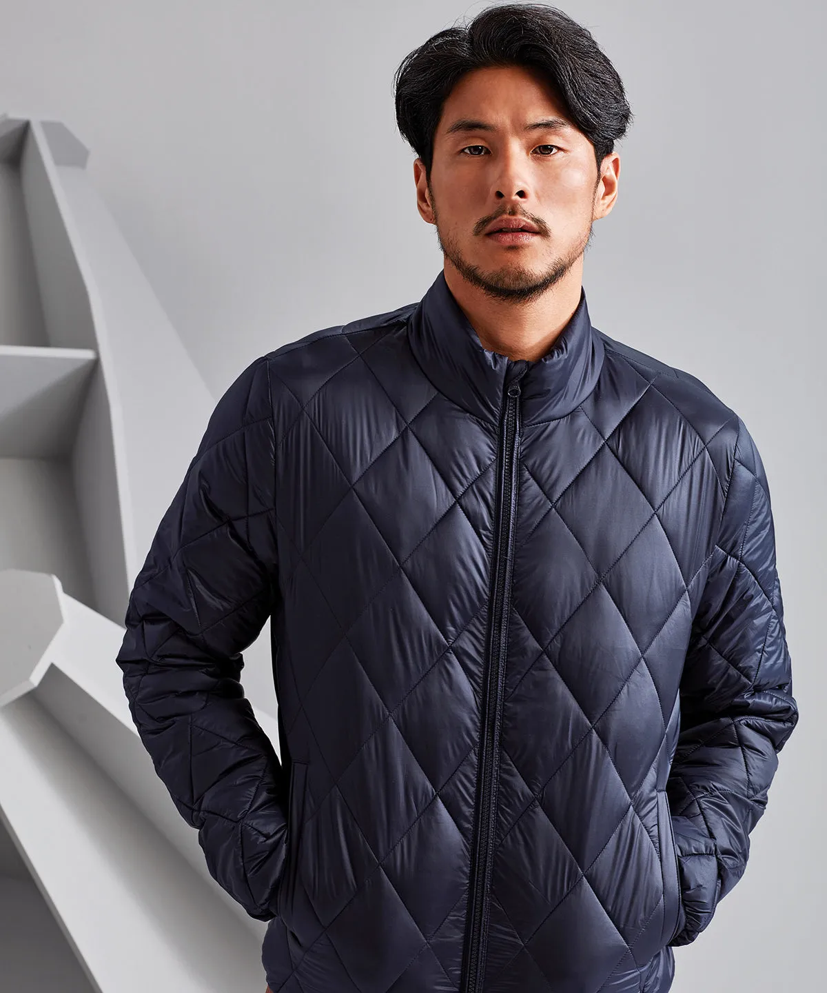 Diamond pane padded Jacket | Navy