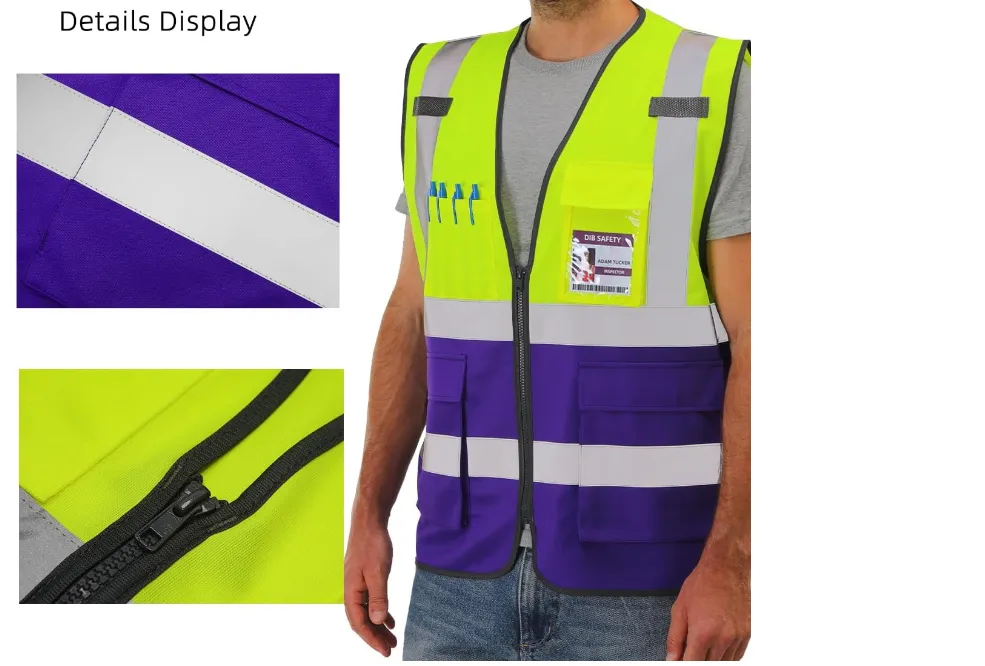 Dib Safety Reflective Vest - Yellow / Purple