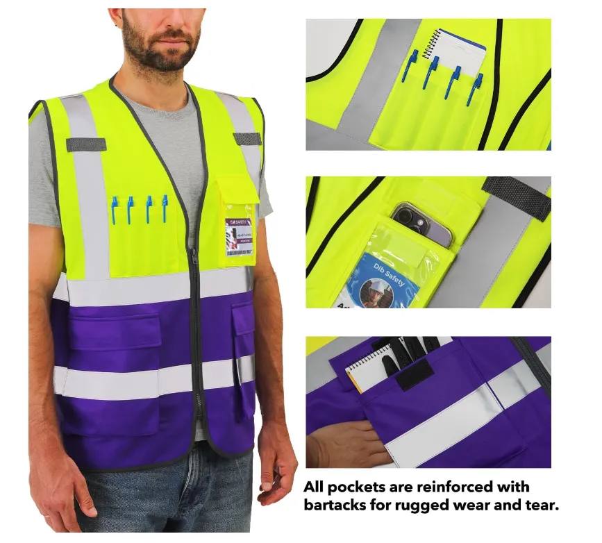 Dib Safety Reflective Vest - Yellow / Purple