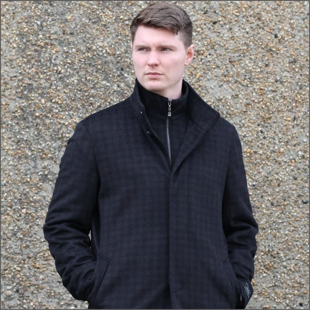 Douglas Harlow Navy Wool Car Coat<>