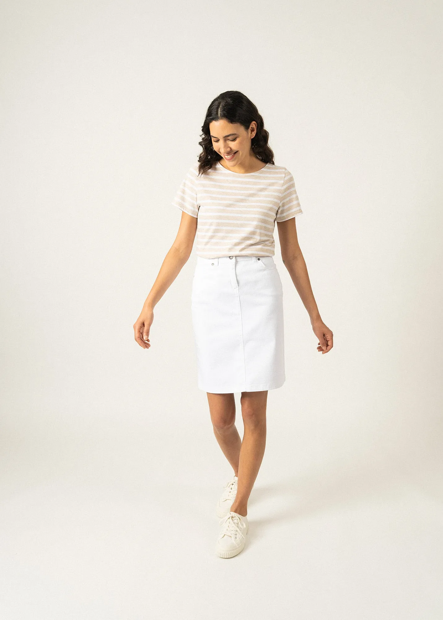 Etrille short sleeve striped sailor shirt - regular fit, in light cotton (NATUREL/NEIGE)