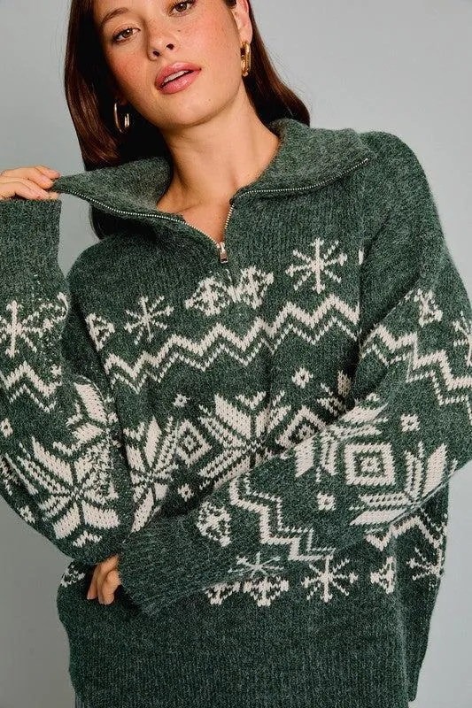 Fair Isle Jacquard Oversized Sweater