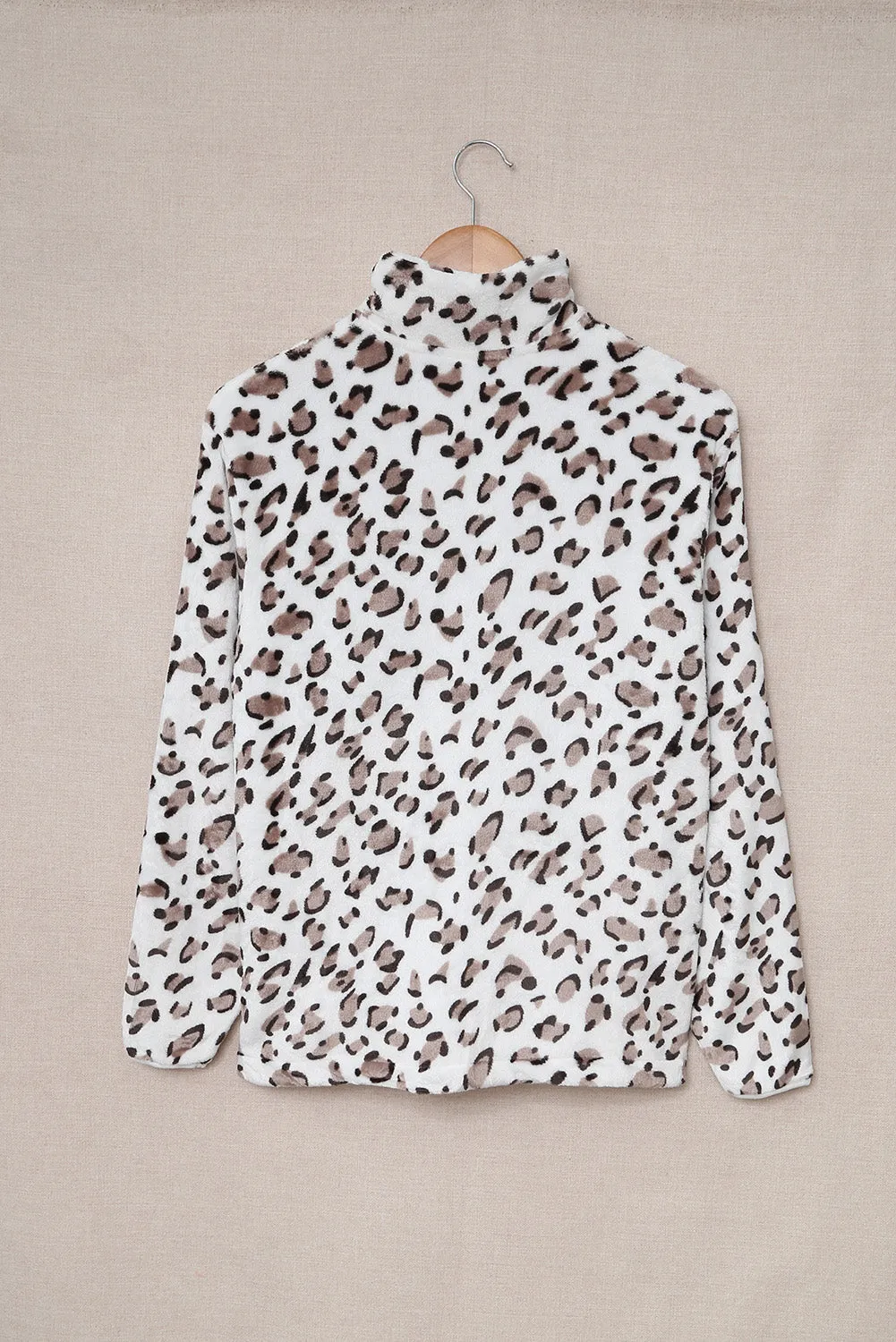 Family Matching Mom¡®s Leopard Quarter Zip Fleece Sweatshirt