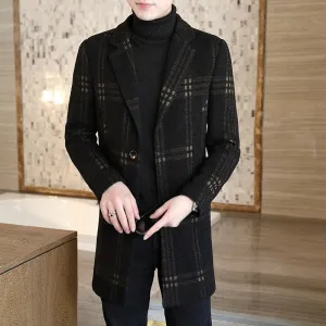 Fashion Striped Warm Wool Coat