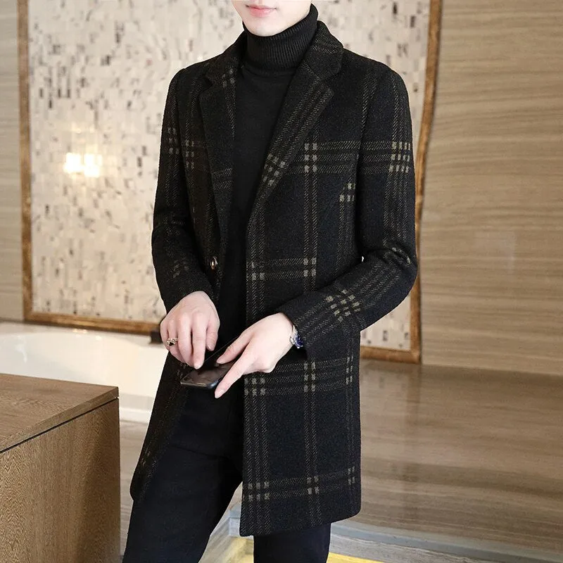 Fashion Striped Warm Wool Coat