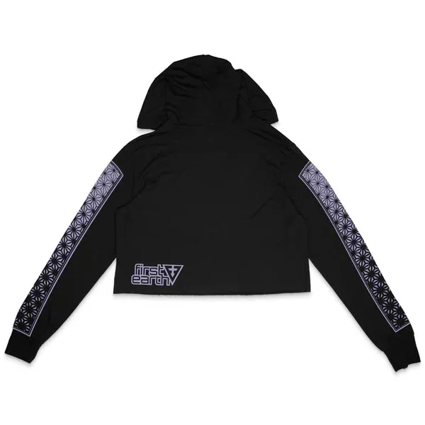 First Earth - Monarch Cropped Longsleeve Hoodie Black/Purple