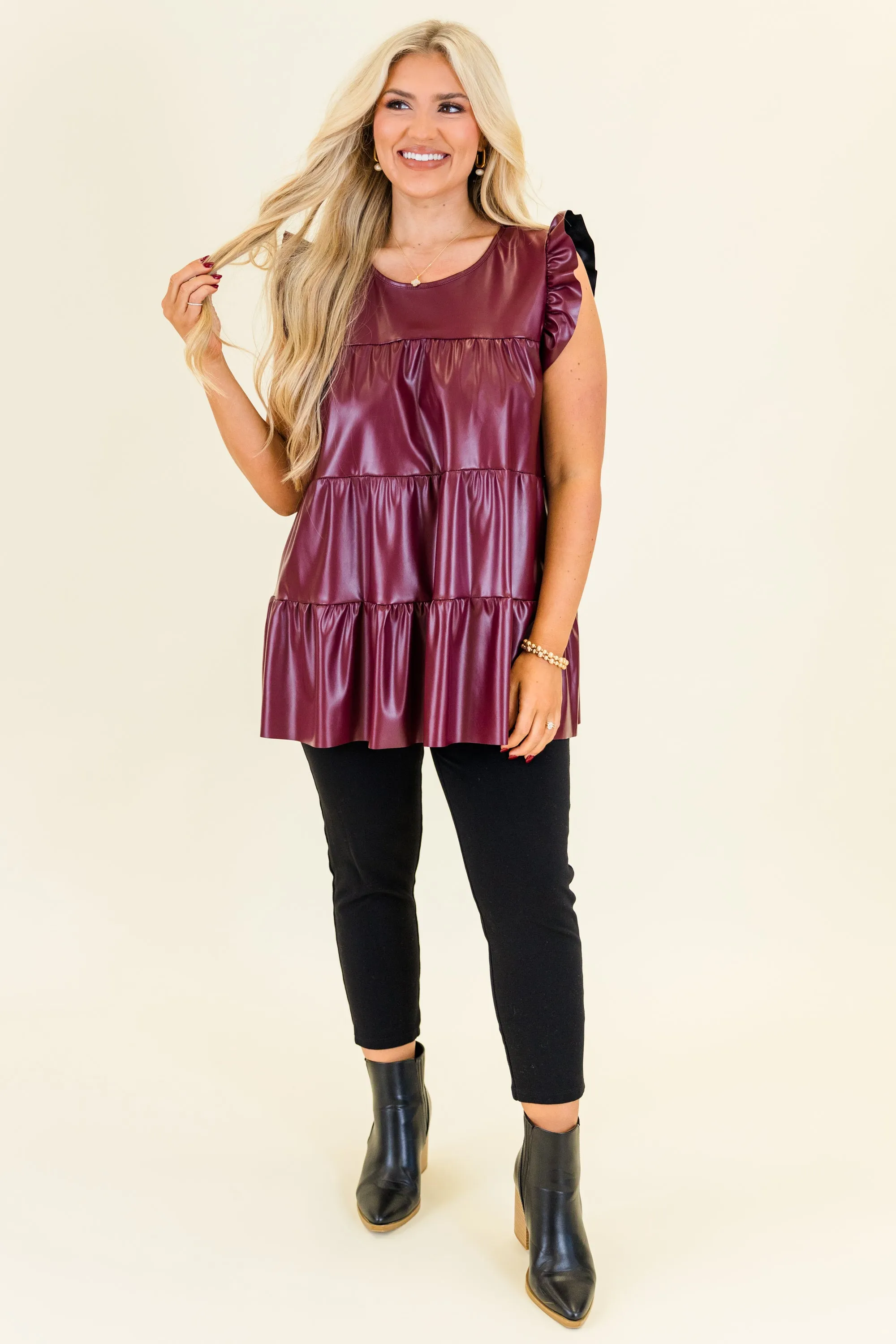 Flirty Fun Top, Burgundy