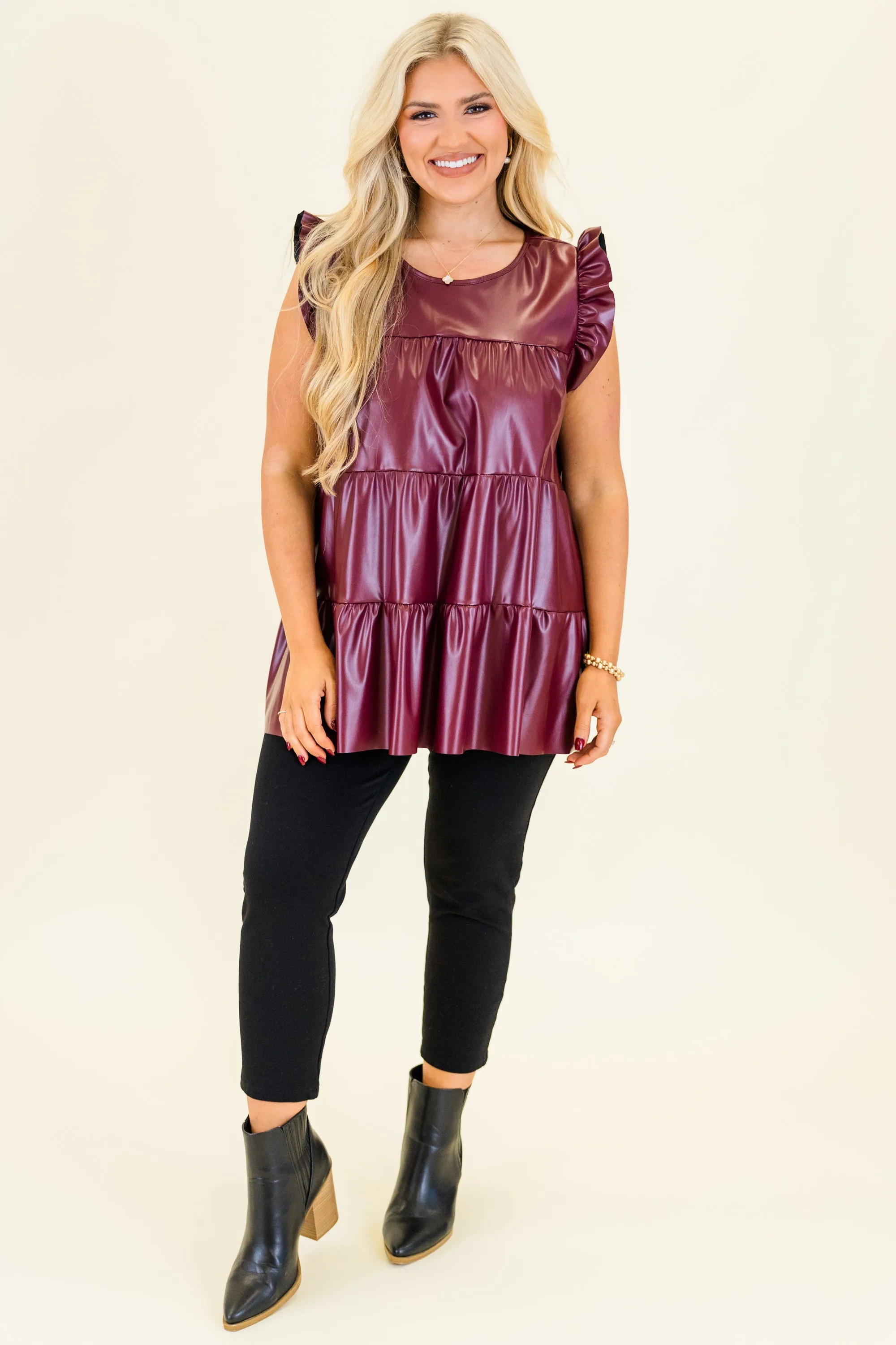 Flirty Fun Top, Burgundy