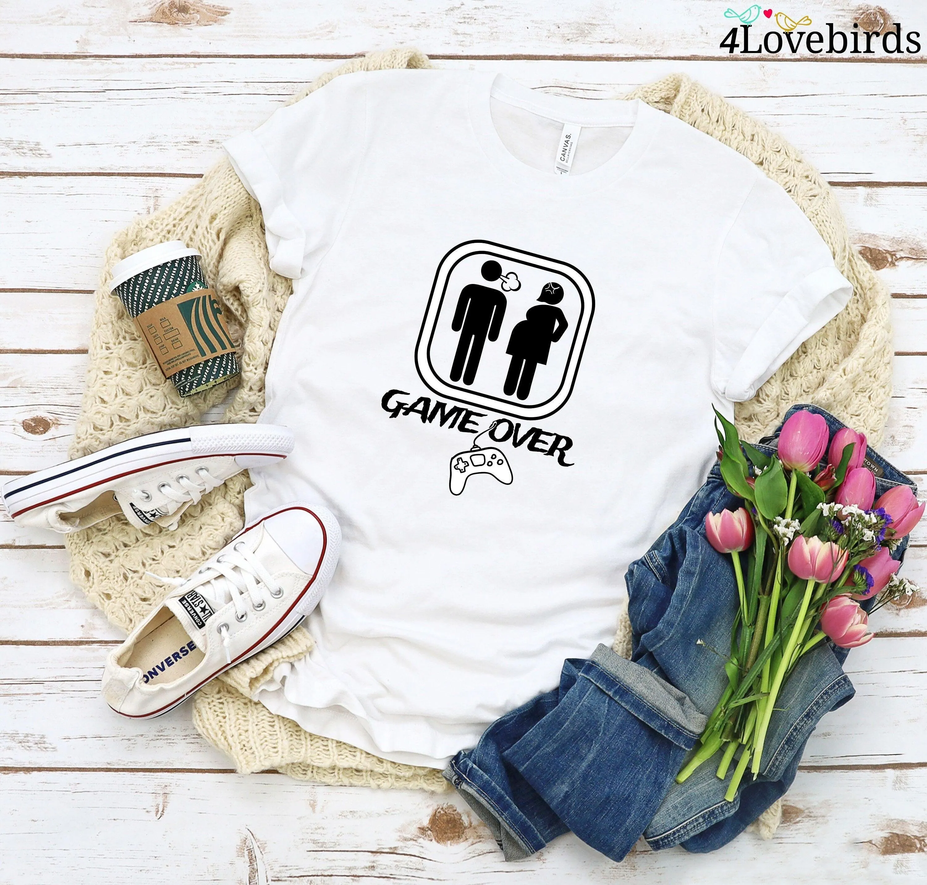 Game Over Pregnancy Hoodie, Funny New Dad/Mom Sweatshirt - New Mom Long Sleeve Shirt - Couple's Gaming Gift Ideas