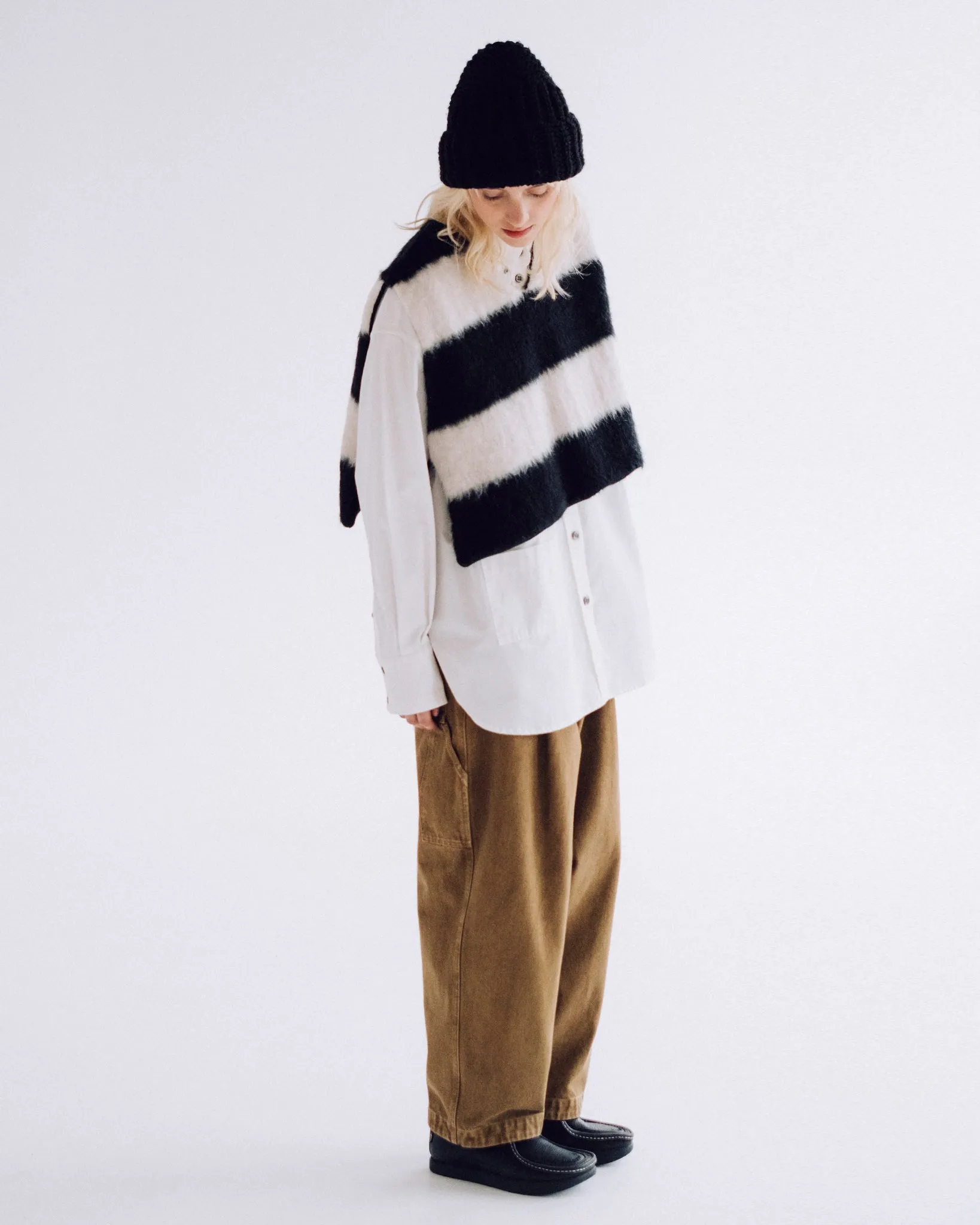 G.o.D Vee Vest Mohair Stripes Black/White