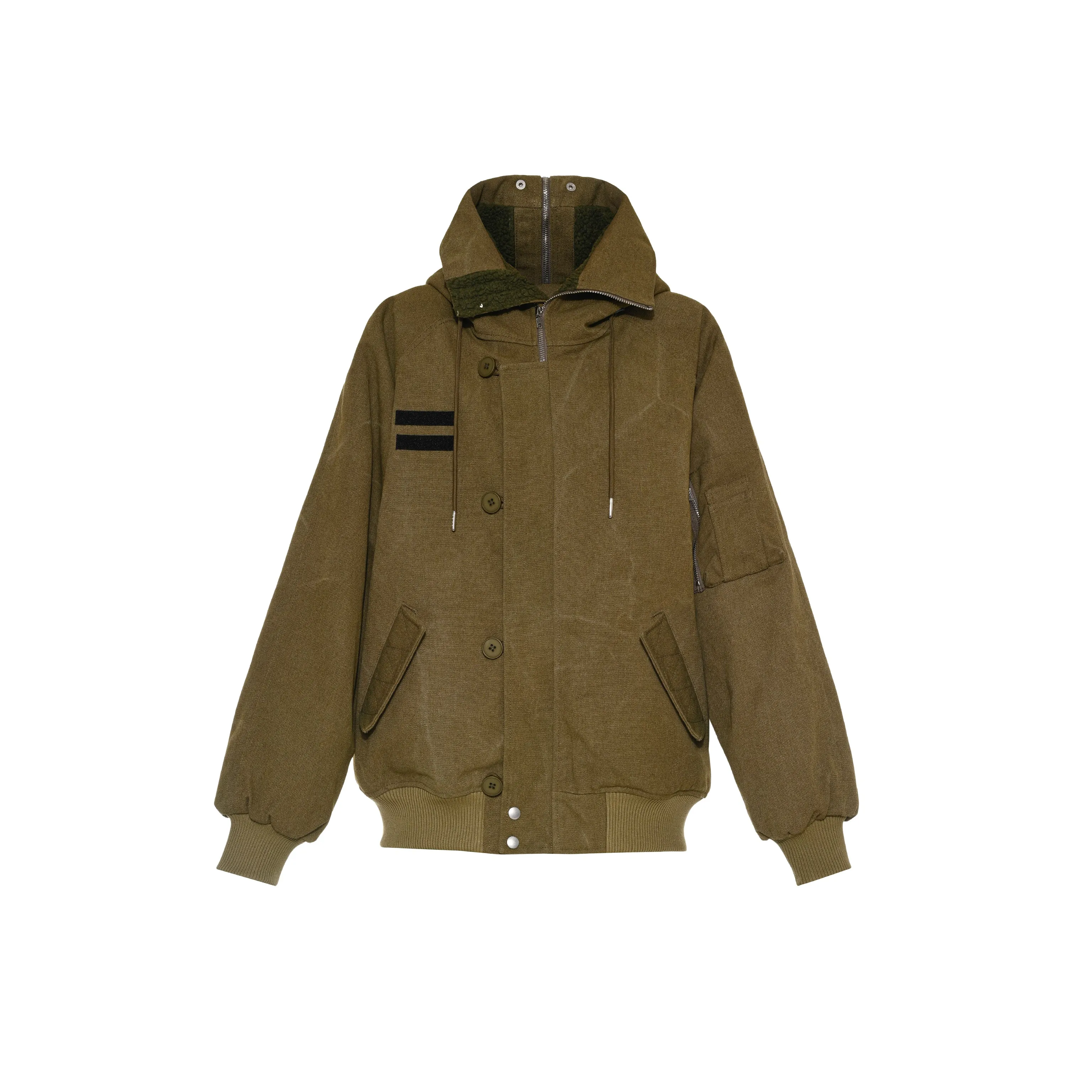 HOODED PILOT BOMBER -  UTILITY GREEN