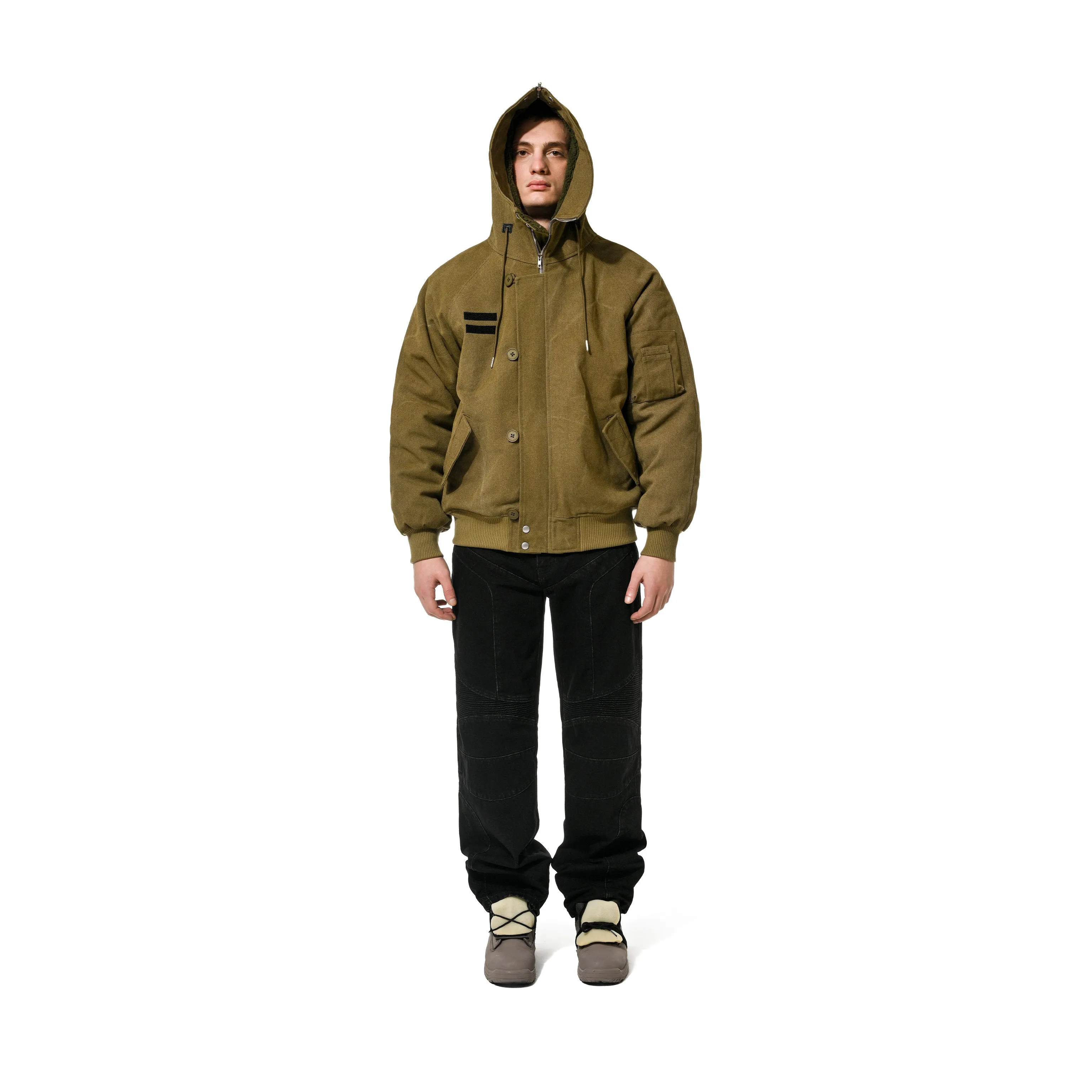 HOODED PILOT BOMBER -  UTILITY GREEN