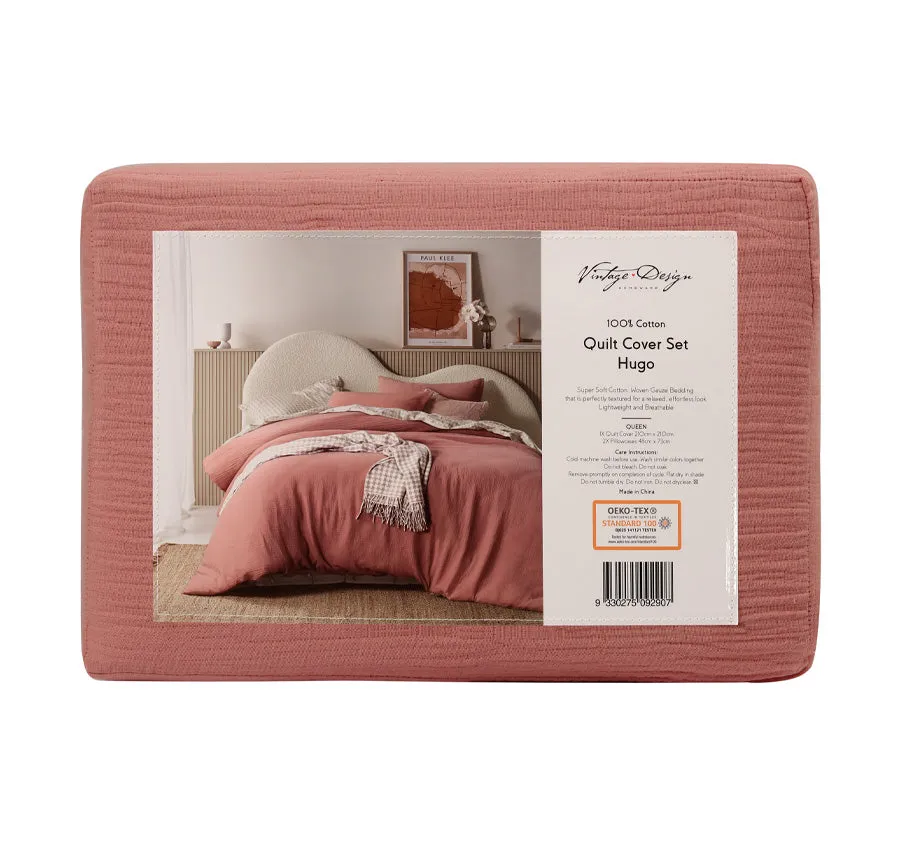 Hugo Quilt Cover Set Range Clay