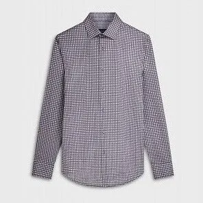 James Geometric OoohCotton Shirt in Cobalt by Bugatchi