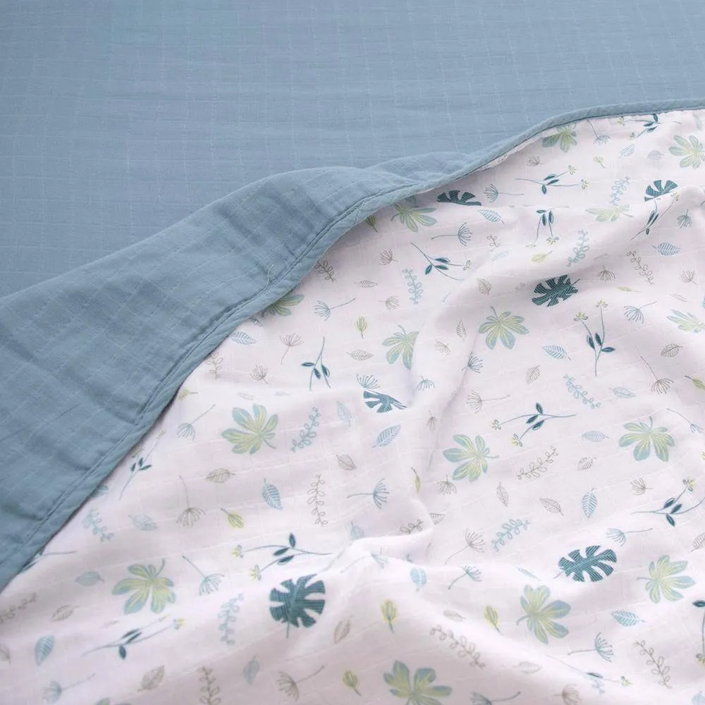 Living Textiles | Organic Muslin Cot Blanket - Banana Leaf