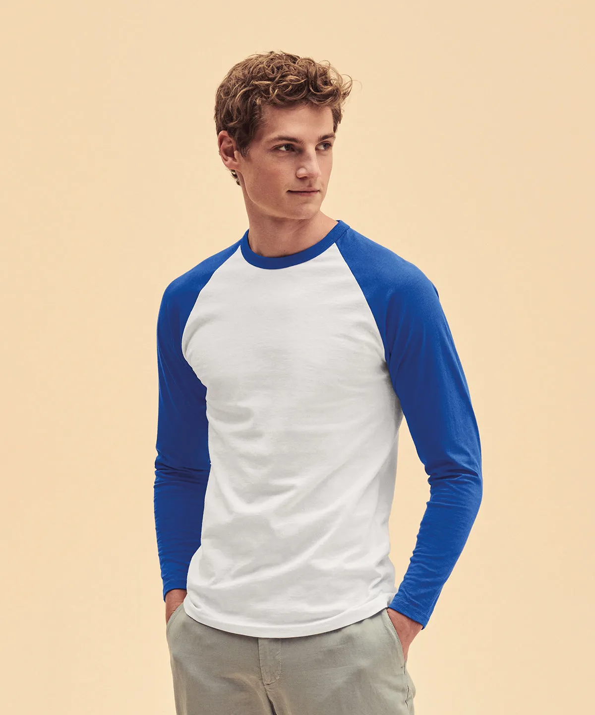 Long sleeve baseball T | White/Royal Blue