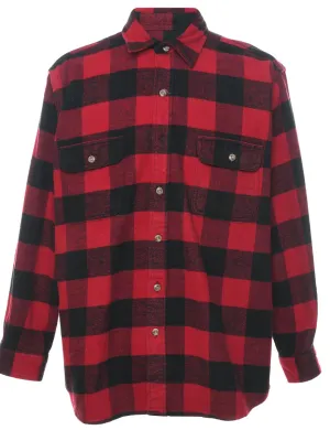 Long Sleeved Black & Red Checked Shirt - L