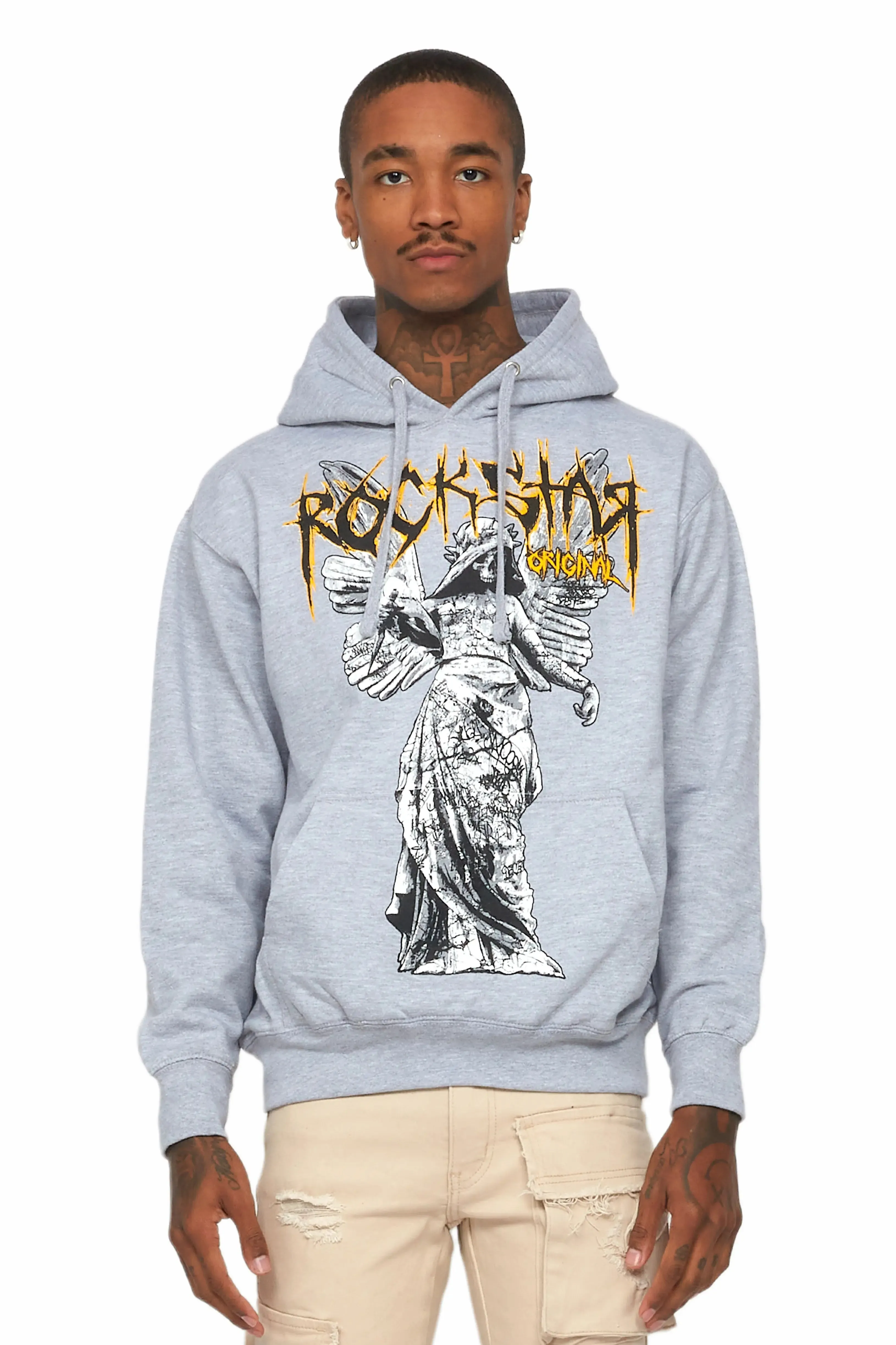 Mathias Heather Grey Graphic Hoodie