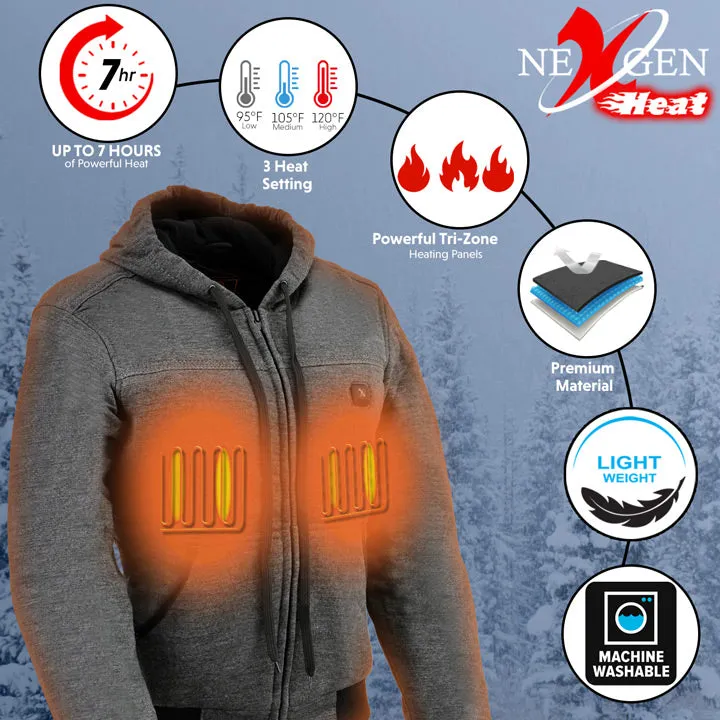 Nexgen Heat NXL2713SET Women 'Heated' Front Zipper Grey Hoodie Jacket