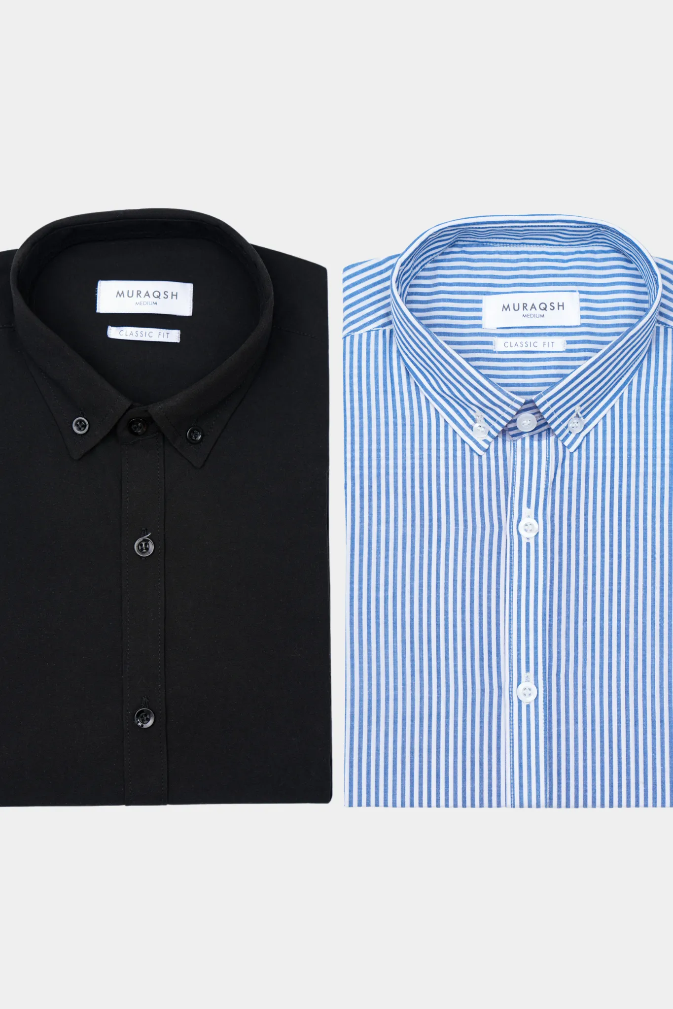 Pack of 2 Casual Shirts - Blue Striped & Black