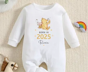 Personalised Winnie the Pooh Born in 2025 Baby Outfit, Coming Home - New baby arrival Vest, Rompersuit