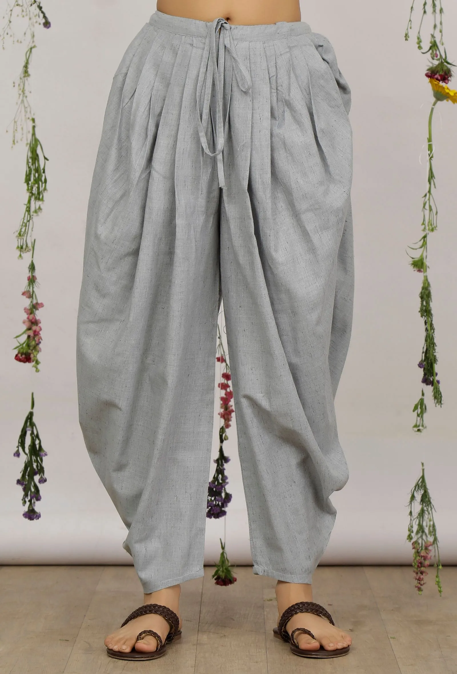 Powder Blue Cotton Khadi Dhoti Pants